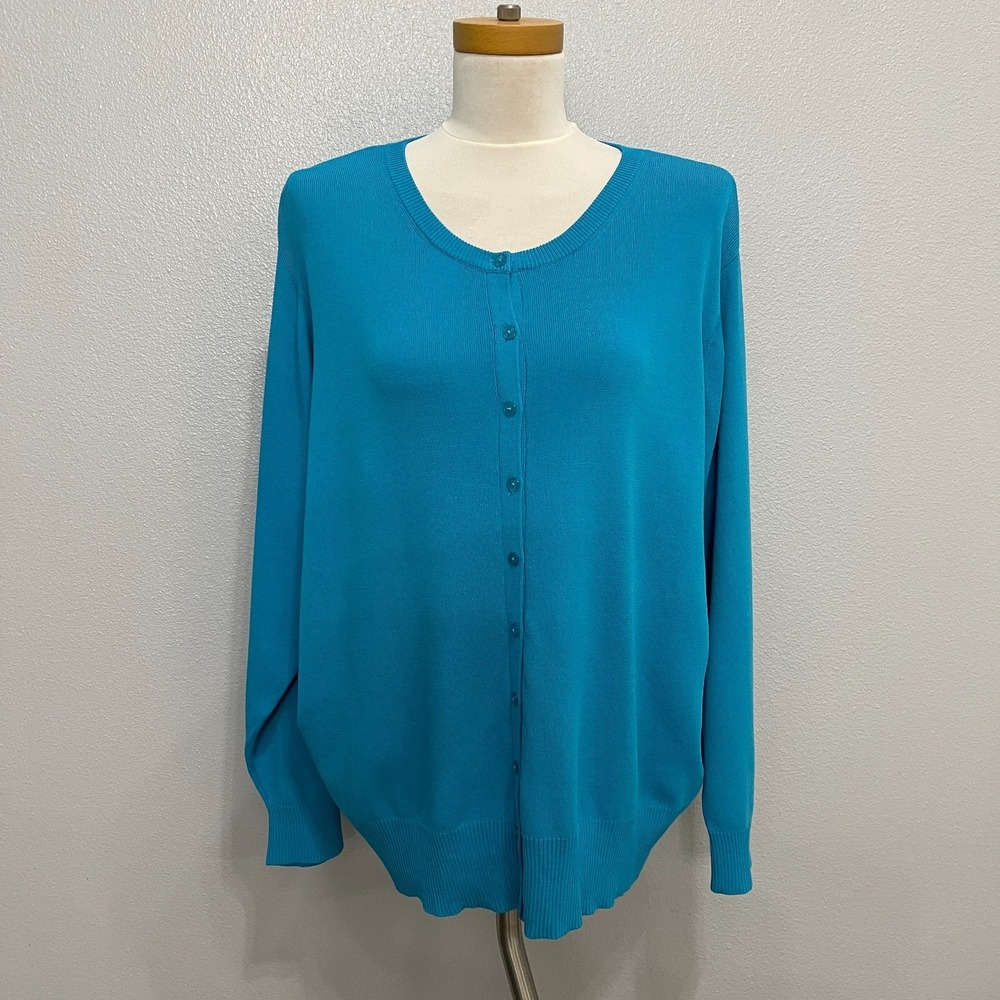 Joseph A. Women's Cardigan Knit Sweater Size 1X Blue Long Sleeve NWOT